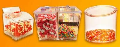 Airtight candy bins or vending bins for Food.
