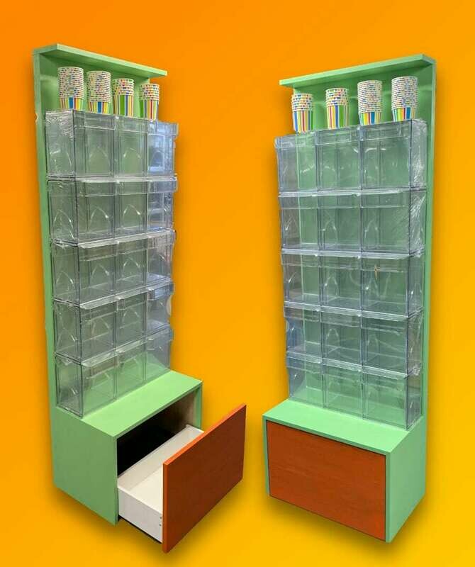 Scoop Candy Cabinet with Sliding Drawer