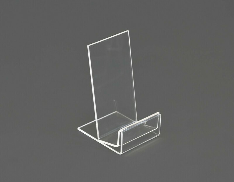 This mobile phone stand is made from one sheet of acrylic.