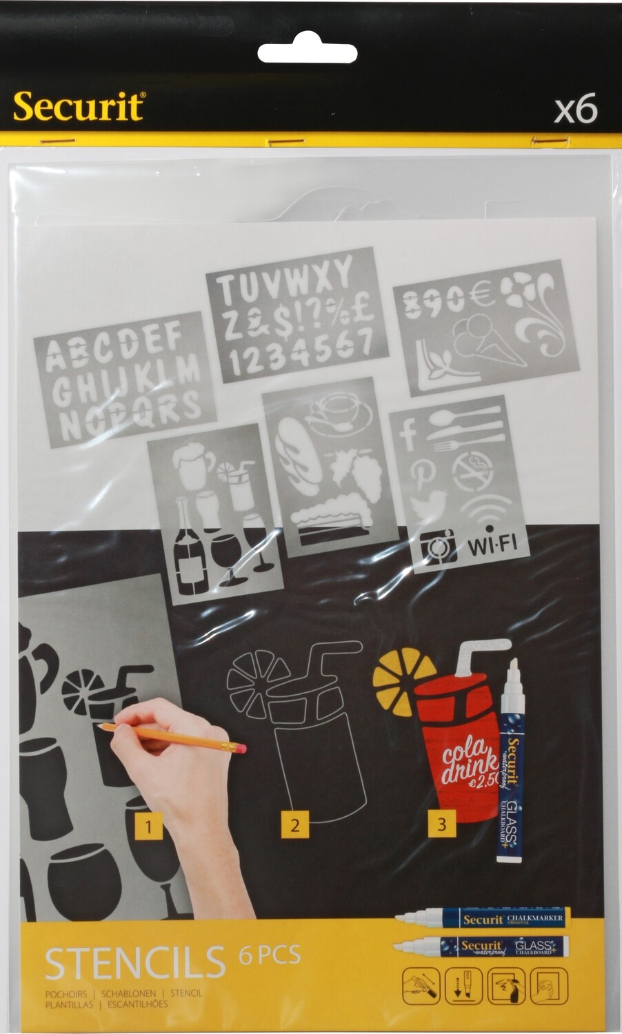 Templates to be edited with chalk markers.