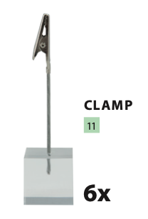 Table holder, price card holder, information card holder.