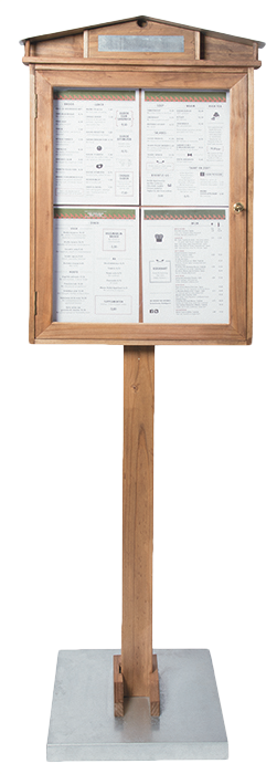 All-weather resistant coated wooden case with zinc roof