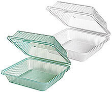 Grote herbruikbare container, hoog deksel
polypropyleen, vaatwasmachinebestendig, stapelbaar 12 stuks.