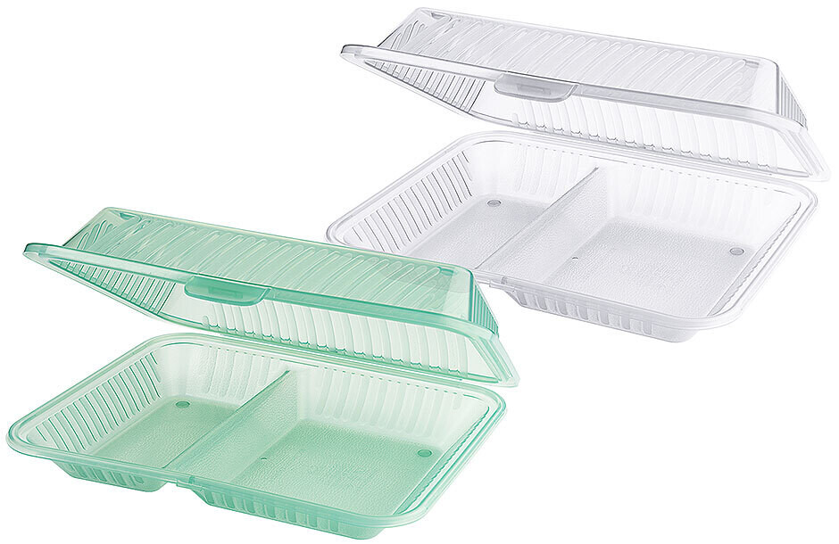 Herbruikbare container, 2 compartimenten
polypropyleen, vaatwasmachinebestendig, stapelbaar