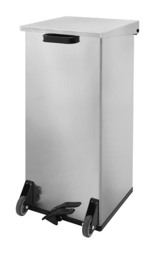 Mobiele vuurbestendige aluminium pedaalemmer met gedempt deksel.