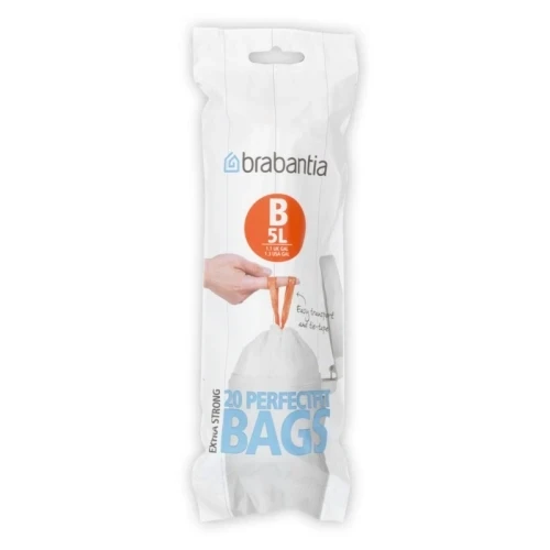 ​AFVALZAK 5 LITER MET TREKBANDSLUITING (B), BRABANTIA