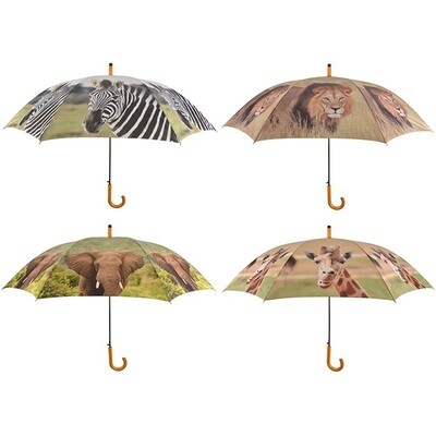 Paraply med print af Afrikas vilde dyr
