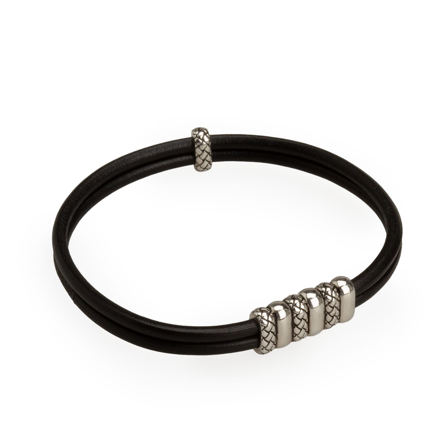 Double Leather Basket Weave Closure Bracelet