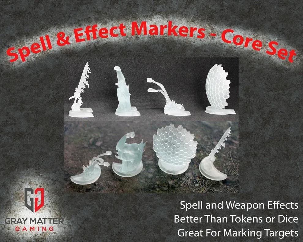 3D Printed Spell &amp; Effect Tokens \ Markers