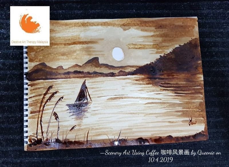Scenery Art Using Coffee 咖啡风景画