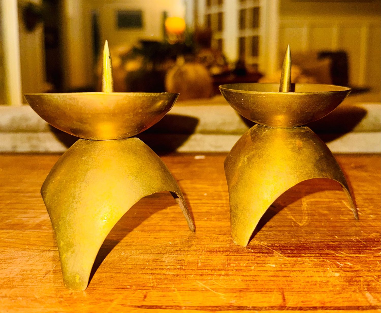 Atomic-Mid Century Brass Candle Holder (Set of 2)