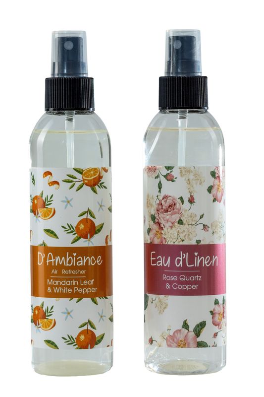 Room and Linen Spray Mandarin Leaf and White Pepper and Rose Quartz
