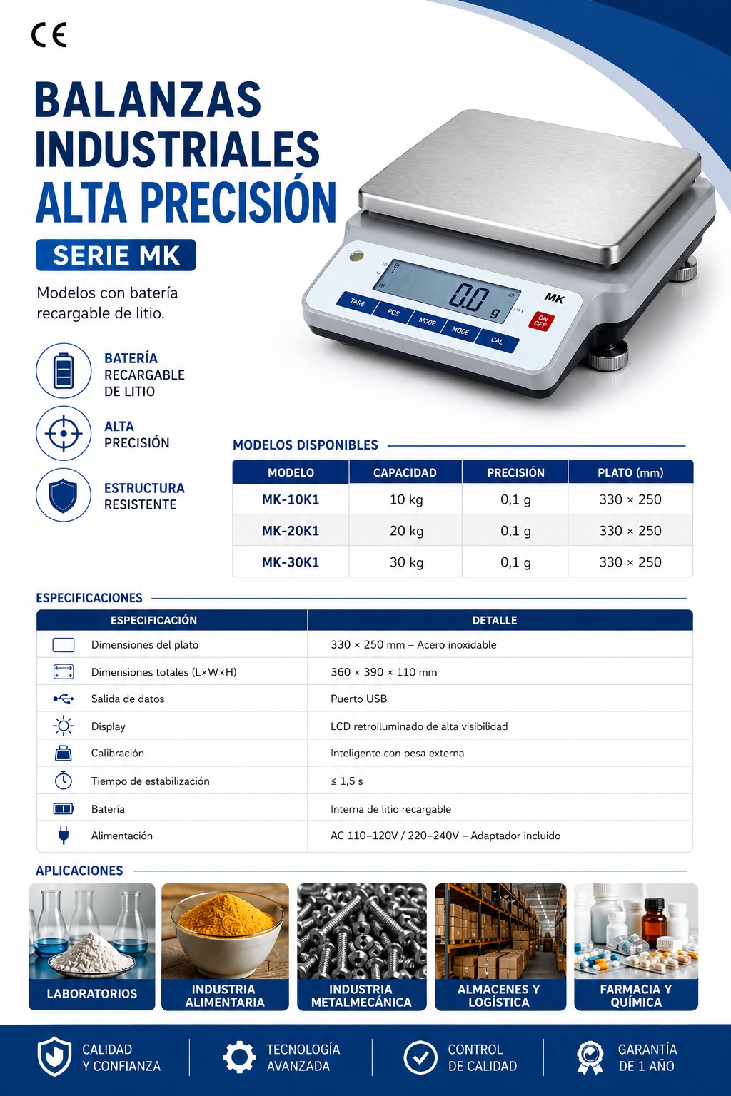 Balanza de Alta Precisión MK-30K1 30 kg x 0,1 g