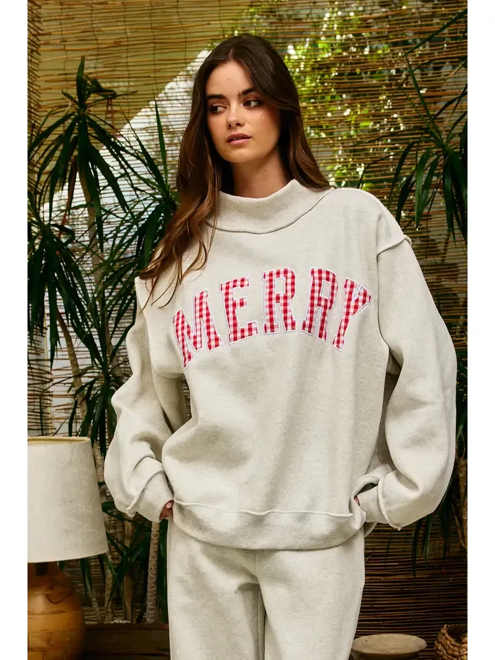 MERRY Varsity Mock Neck Sweatshirt