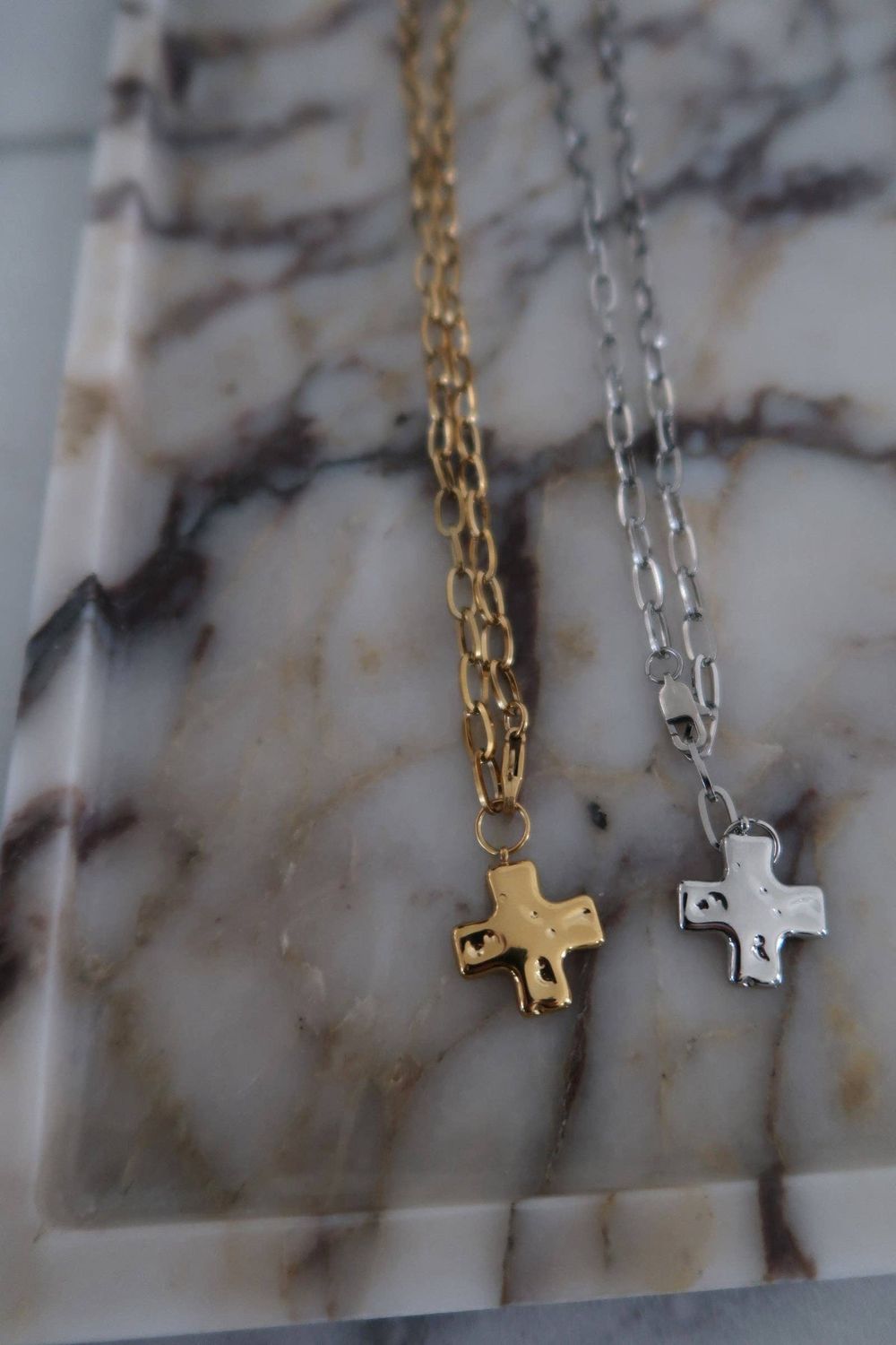 ChanSuttPearls Paperclip Cross Necklace