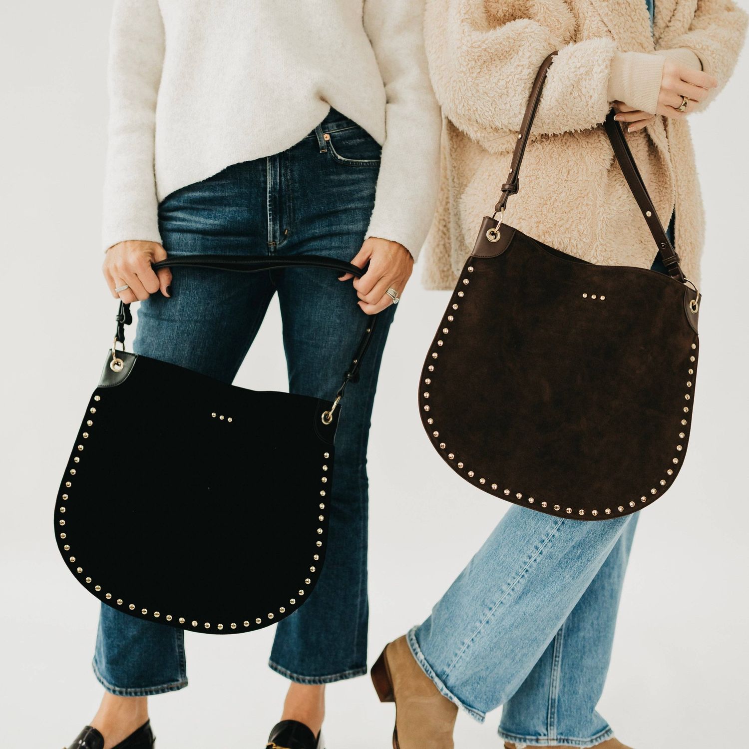 Rosalie Rivet Suede Hobo Bag, Color: Chocolate