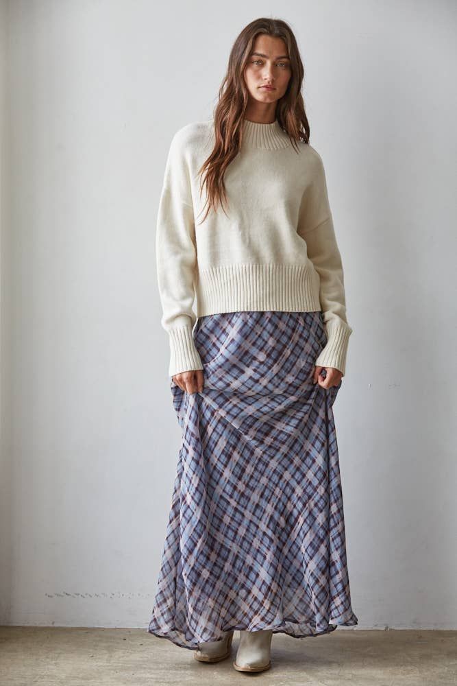 Ari Printed Flare Midi Skirt, Color: Blue Purple, Size: M