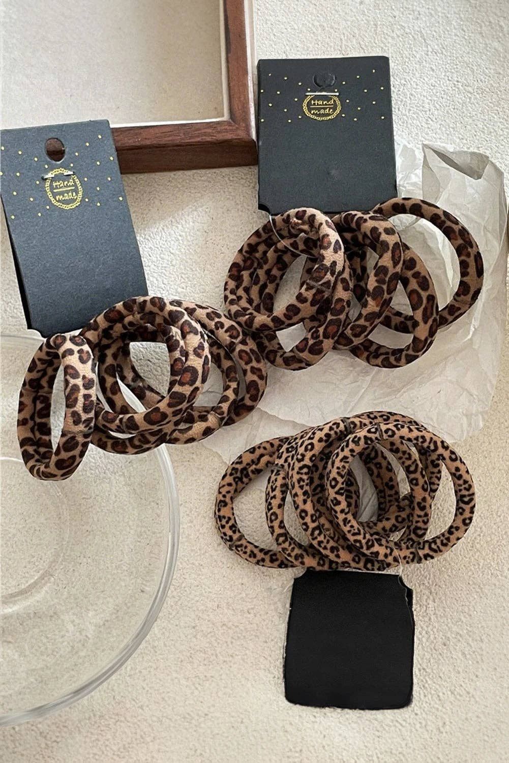 Leopard Elastic Hair Ties - 5pcs, Color: Coffee