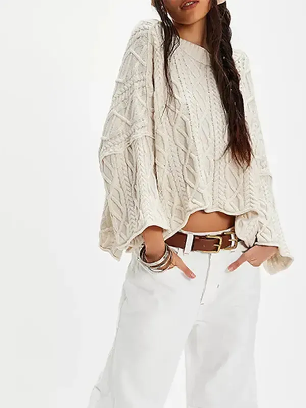 Della Cropped Cable Knit Sweater, Color: Apricot, Size: S