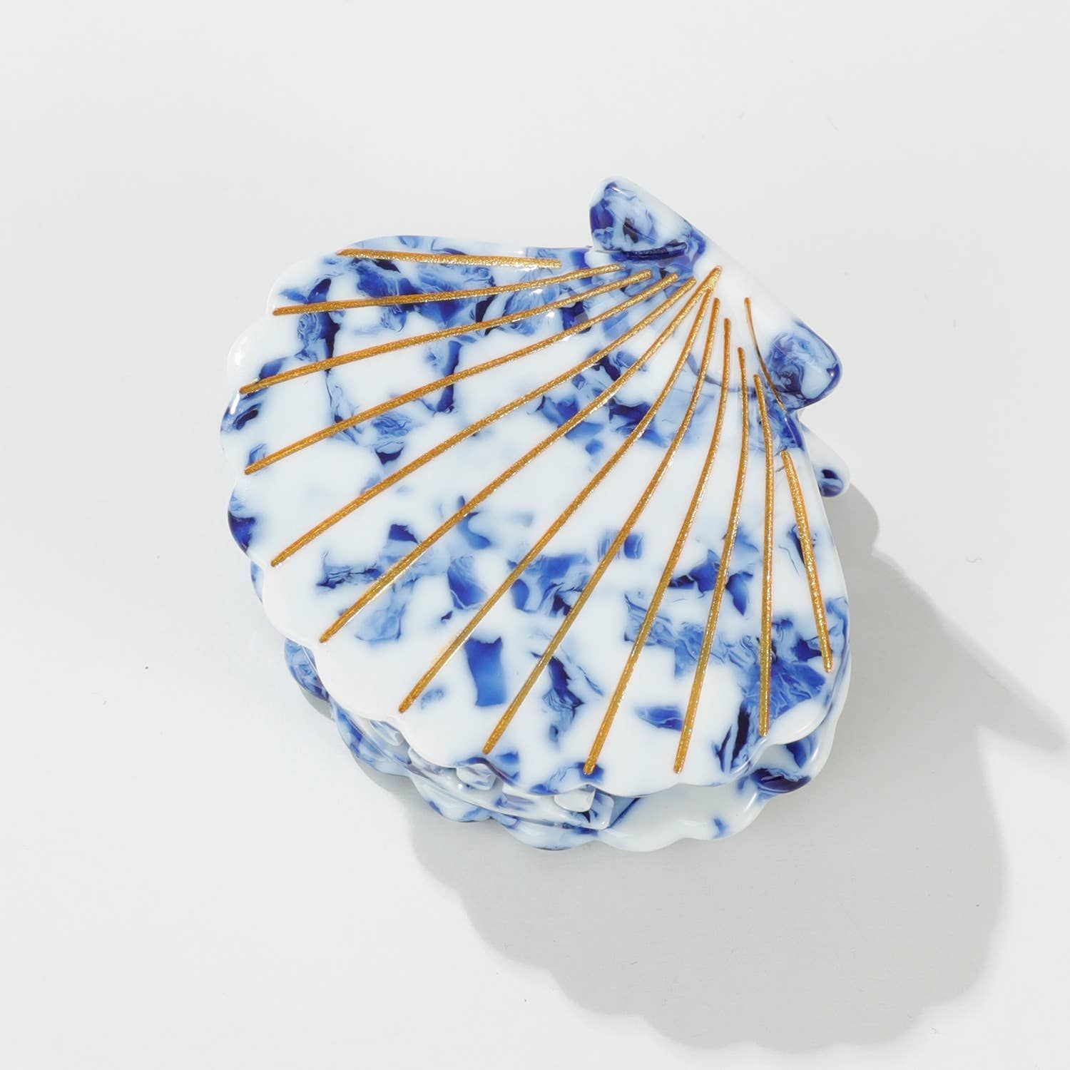 Coastal Blue Seashell Claw Clip - Small