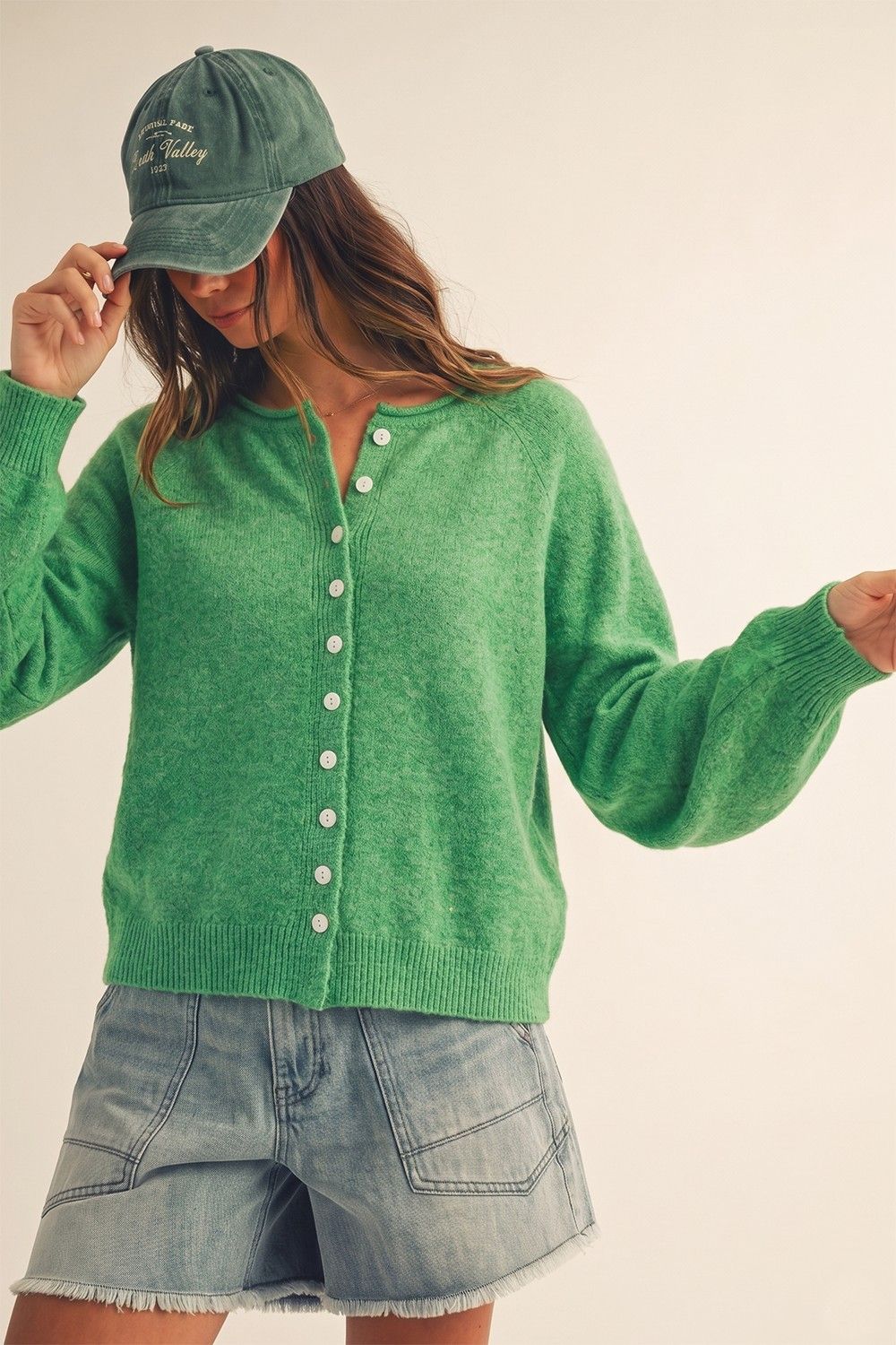 Hannah Softline Signature Cardigan, Color: Jade Green, Size: S