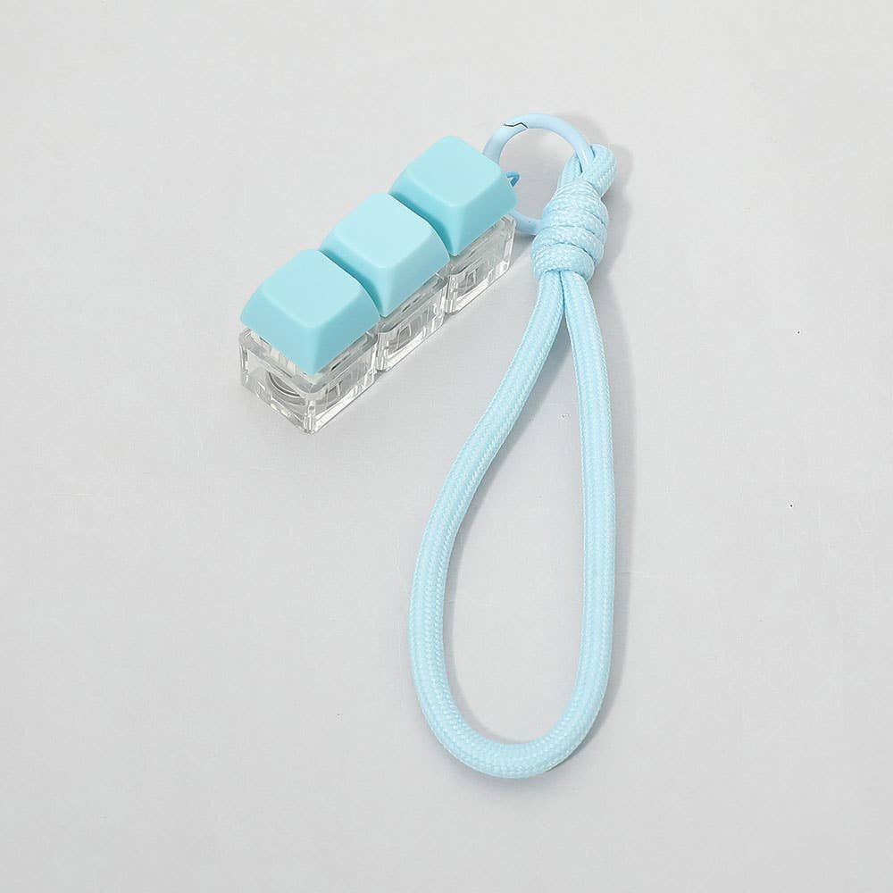 Light Up LED Stress Relief Cube Keyboard Bag Charm, Color: Light Blue