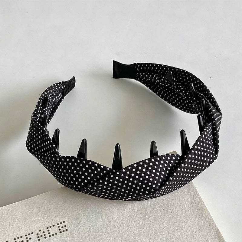 Vintage Polka Dots Anti-Slip Twist Headband, Color: Black
