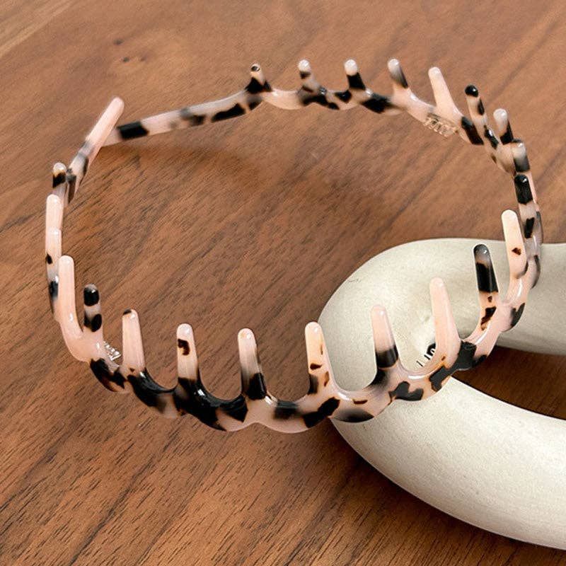 Toothed Acetate Headband, Color: Light Leopard