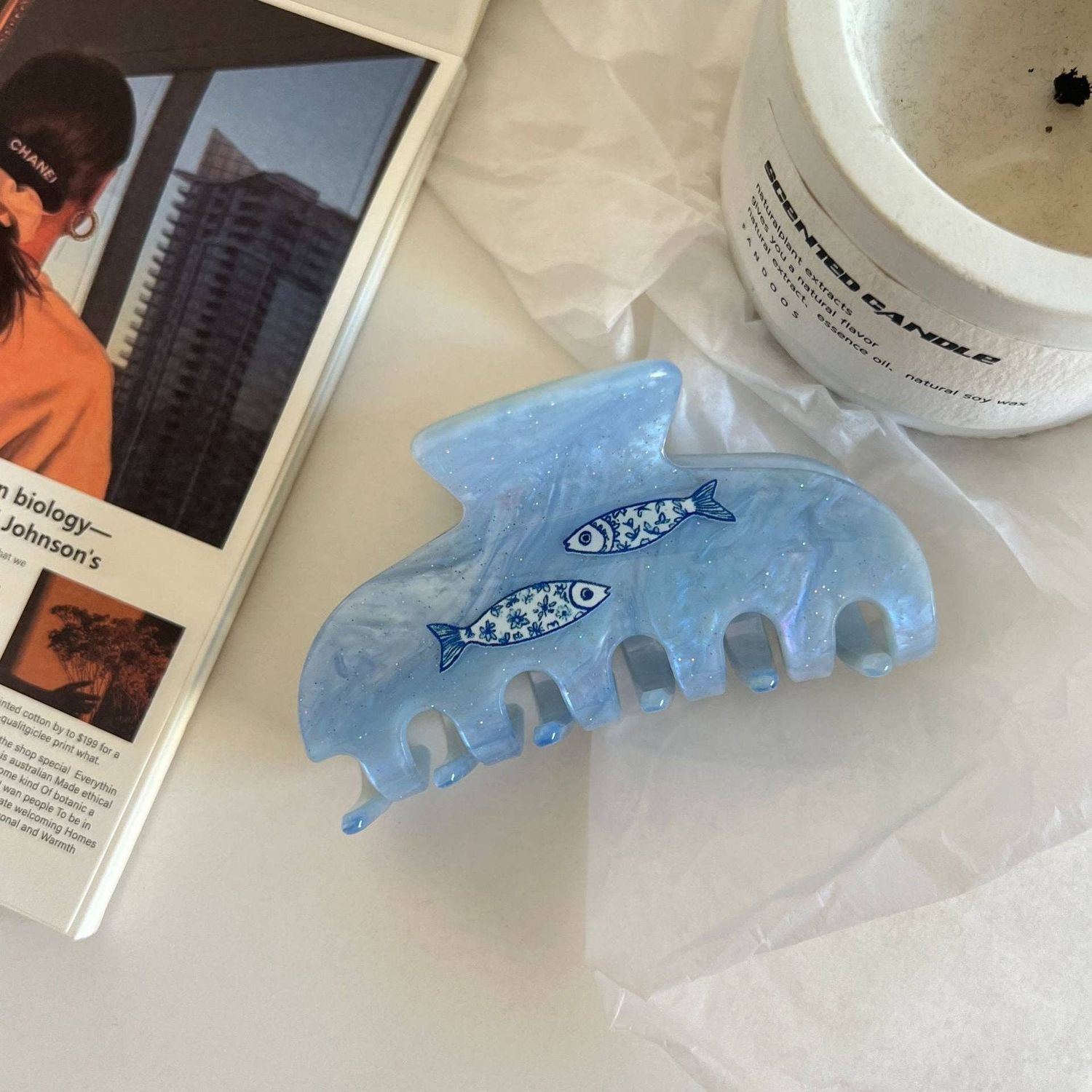 Fish Acetate Hair Claw, Color: Blue Fish