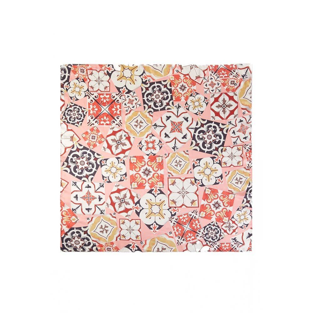 Ceramic Tile Patchwork Square Scarf, Color: PK