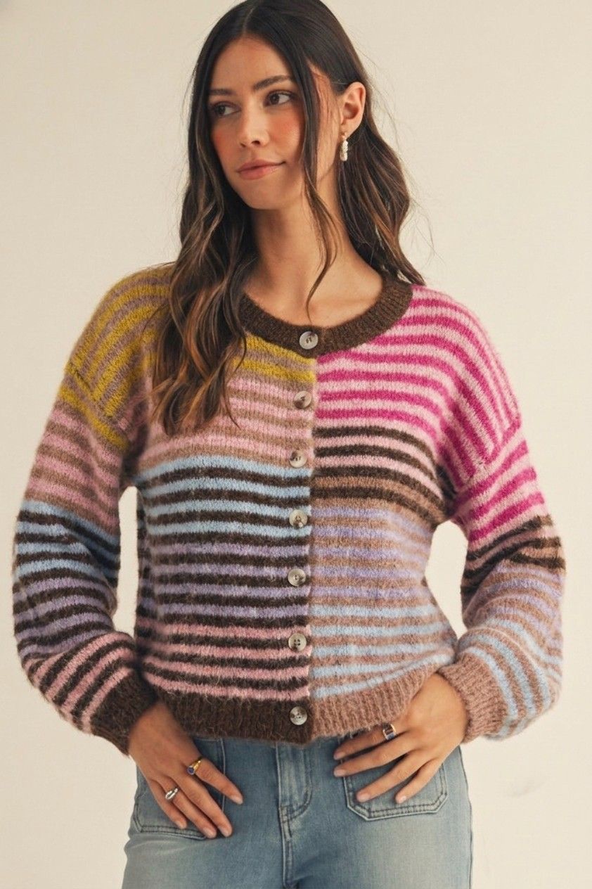 Candy Lane Striped Cardi, Size: S