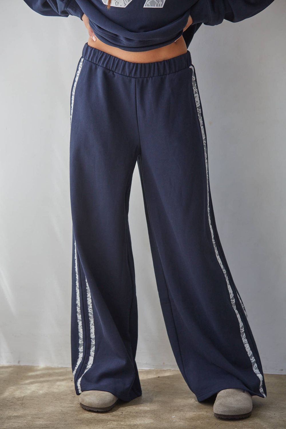 Juno Knit Wide Leg Pants, Color: Navy, Size: M
