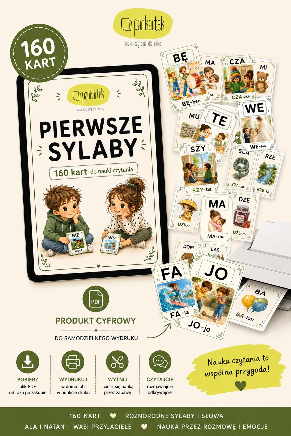 PIERWSZE SYLABY – 160 kart do nauki czytania | PDF do druku