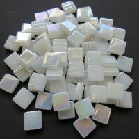Glass tile, 12mm: Broken White Iridised