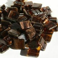 Glass tile, Goldlink 10mm: Mini Deep Topaz Gold