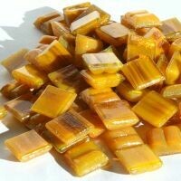 Glass tile, Goldlink 10mm: Mini Ochre Brass