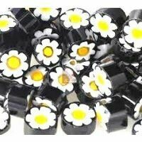 Millefiori by Effetre: Black/white/yellow flower