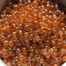 Seed beads, Dark Orange transparent lustered