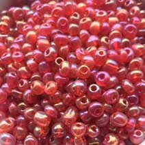 Seed beads, Red AB