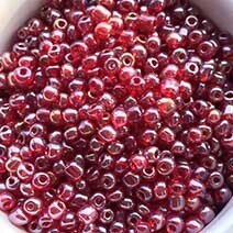 Seed beads, Crimson transparent lustered