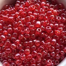 Seed beads, Red transparent lustered