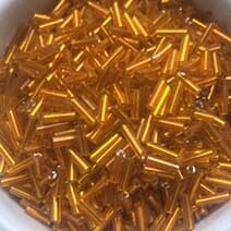Silver lined bugle bead - Gold