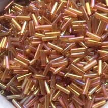 Transparent rainbow bugle bead - Sandy brown
