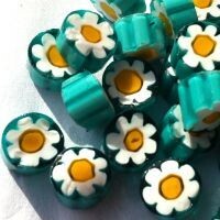 Millefiori by Effetre: Teal/yellow flower