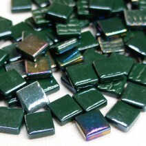 Glass tile, 12mm: Dark Green Iridised