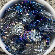 Blue electroplate flower beads