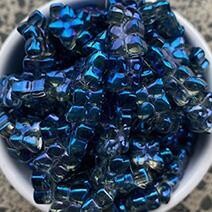 Electroplated blue flower beads
