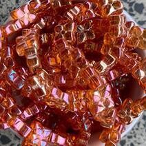 Electroplated dark orange flower beads