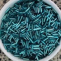 Silver lined bugle bead -Teal