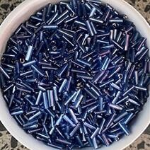 Silver lined bugle bead -Cornflower